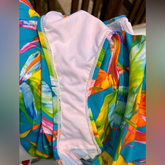 Chaps Tropical Blue One Piece Swimsuit Size 16 - Picture 4 of 8